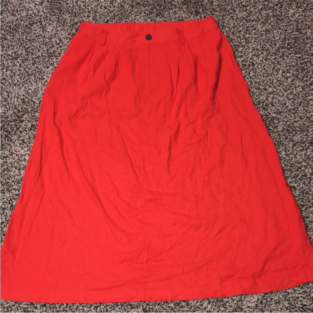 A New Day Linen Blend Red Pleated Woman’s MIDI Skirt | NWT - Picture 2 of 10